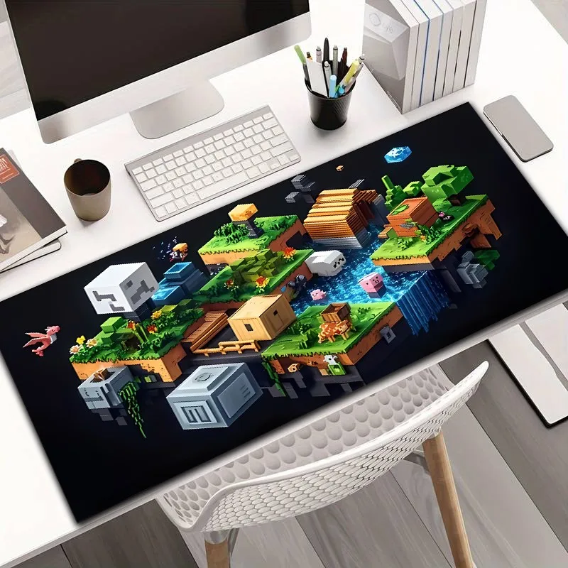 1pc Diatom Mud Material, Cute Block World Pattern Design Extra Large Gaming Mouse Pad - Non-Slip Rubber Base, Perfect for Gamers | Office | School | Esports