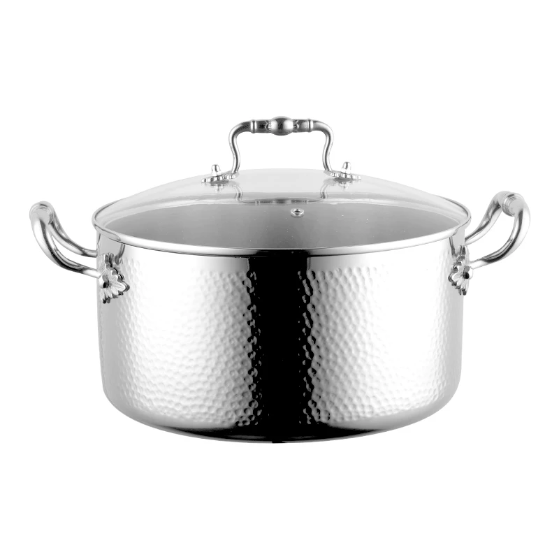 8-piece stainless steel cookware set Maple leaf handle three-layer bag for household use