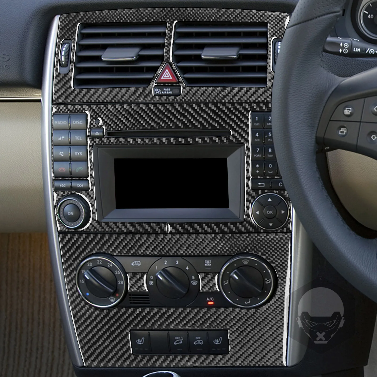 For Benz B Class W245 2005-2011 Carbon Fiber Navigation radio control Panel Cover Car Interior Accessories Decorative Stickers