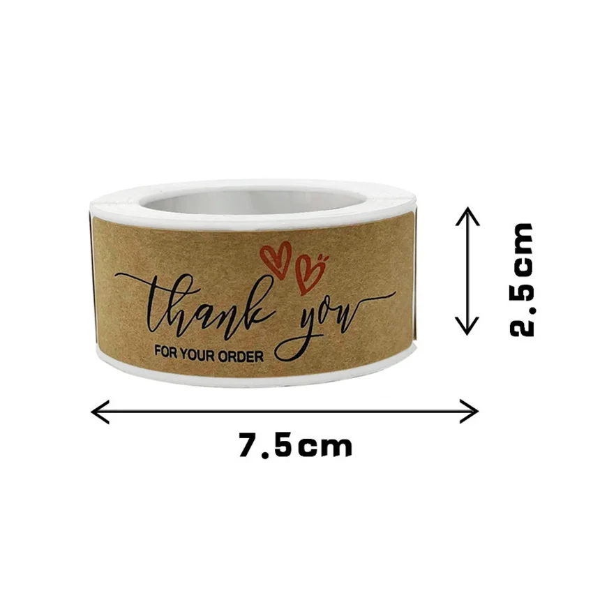 120pcs/roll Rectangle Kraft Paper Thank You Stickers Handmade Sticker Seal Labels For DIY Craft, Envelopes Seal, Gift Decoration