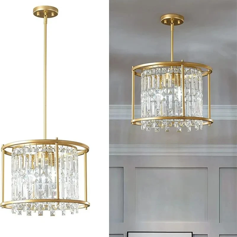 Modern K9 Crystal Chandelier Hanging Lamps For Ceiling Lamp Lustre Design Vintage Pendant Light for Living Room Dining Bedroom