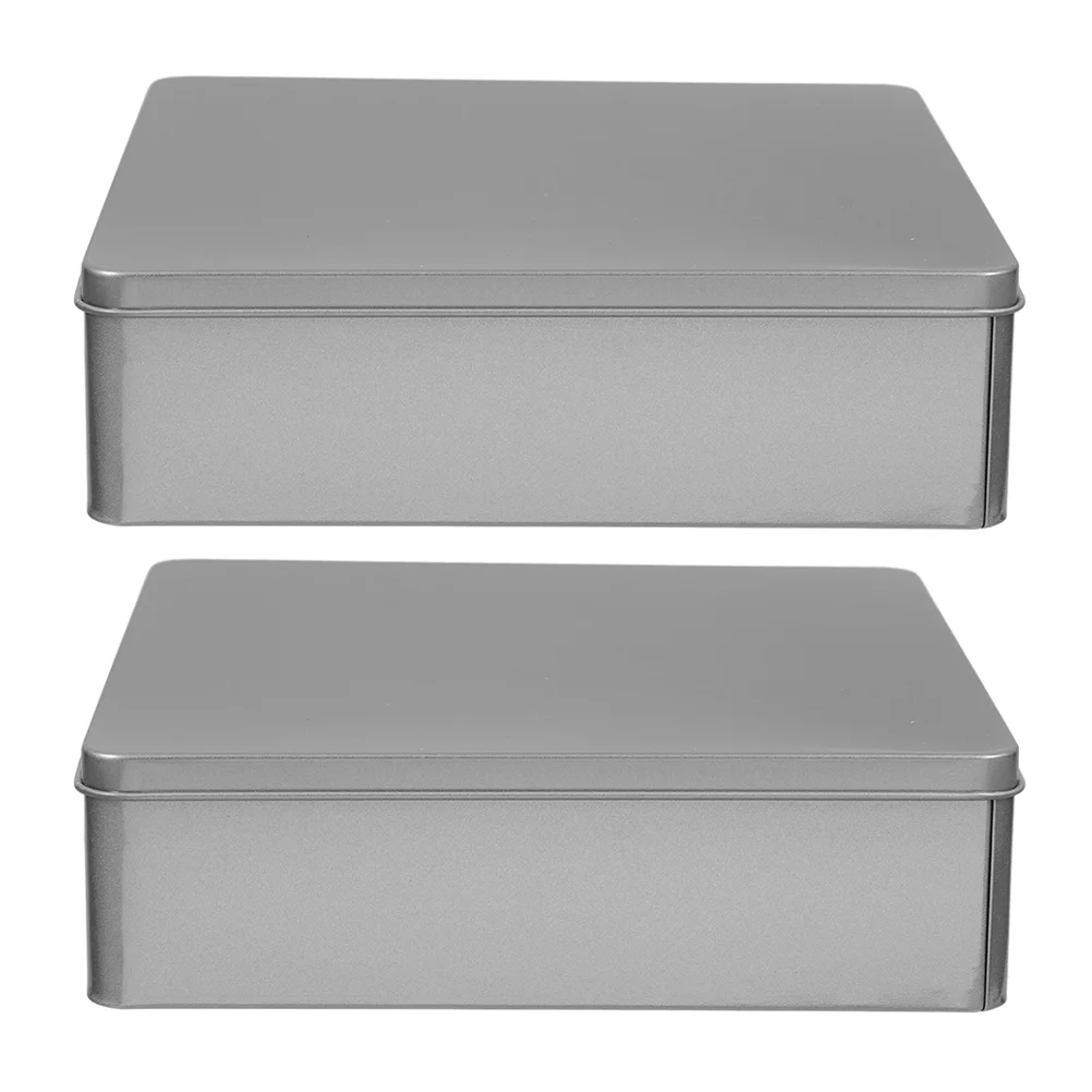 

2 Pcs Storage Box Cake Tins with Lids Cookie Big Metal Square Candy Containers Tinplate Boxes