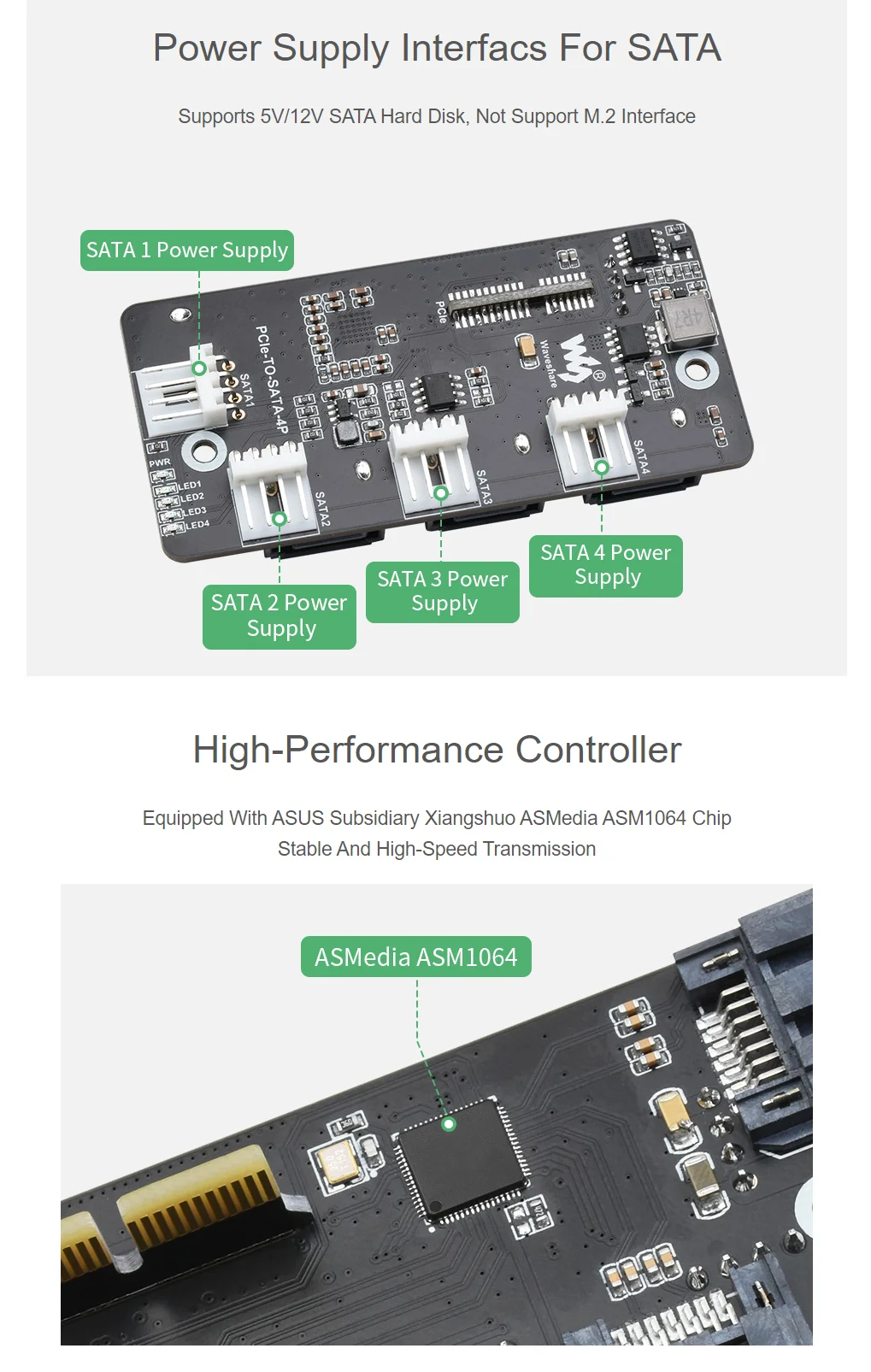 Placa de desarrollo expansora PCIe a 4-Ch SATA 3,0 para Raspberry Pi Compute Module 4 CM4 IO Board 6Gpbs interfaz SATA de alta velocidad