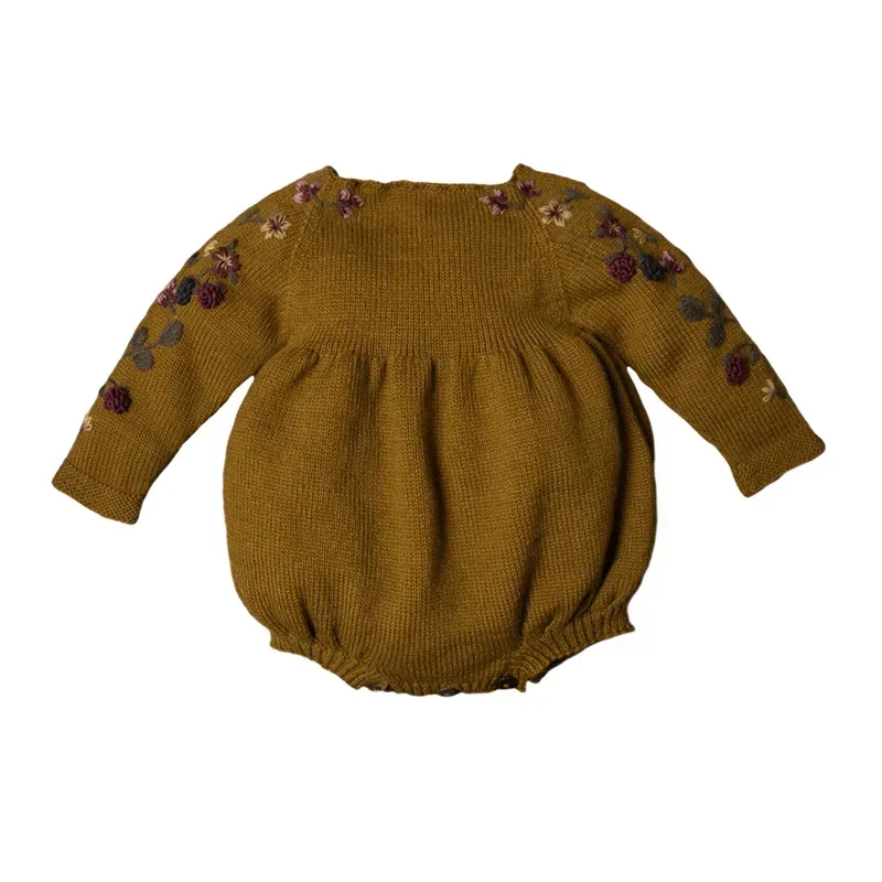 2024 Kids Girl Coats Vintage Boutique Knit Sweaters Jacket Children Embroidery Outfits Girls Knitted Cardigan for Winter Autumn image 3