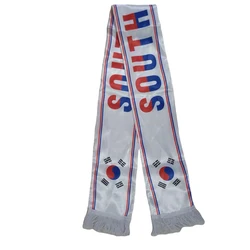 Country Double Side Printing Satin Football Soccer Fans Flag South Korea Scarf