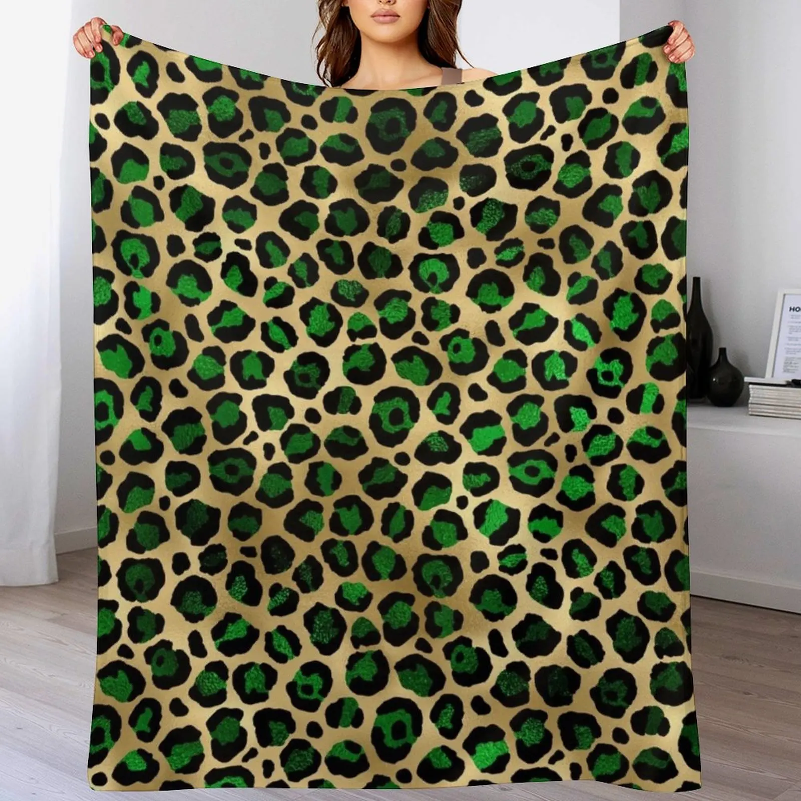 

Emerald Green Leopard Print Throw Blanket Hairys Beautifuls Sofas Stuffeds Blankets