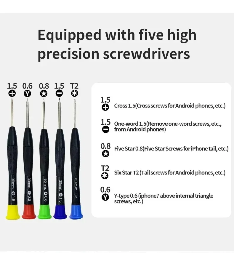 Kit de Reparación Universal para Teléfonos de 22 en 1 con Destornilladores para Móvil, iPad y Laptop 6
