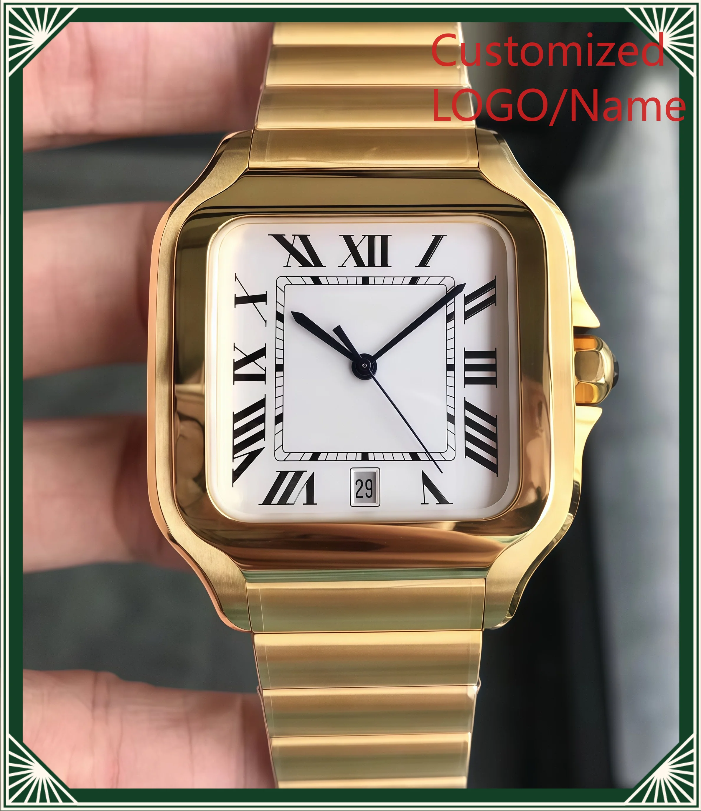 A1212 35 mm, 40 mm Unisex Square Automatic Mechanical Watch  Sapphire Crystal, 904L Customized Watches