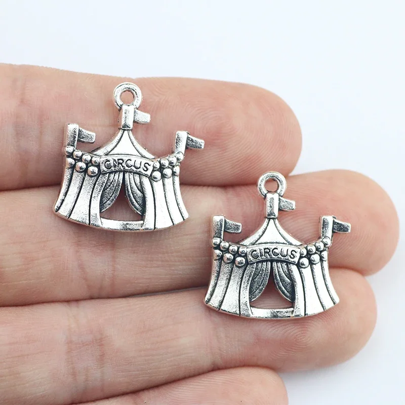 Newest 10Pieces 21*23mm Mixed Alloy Antique Silver Color Comedy Circus Charms Keychain Pendant For DIY Jewelry Making