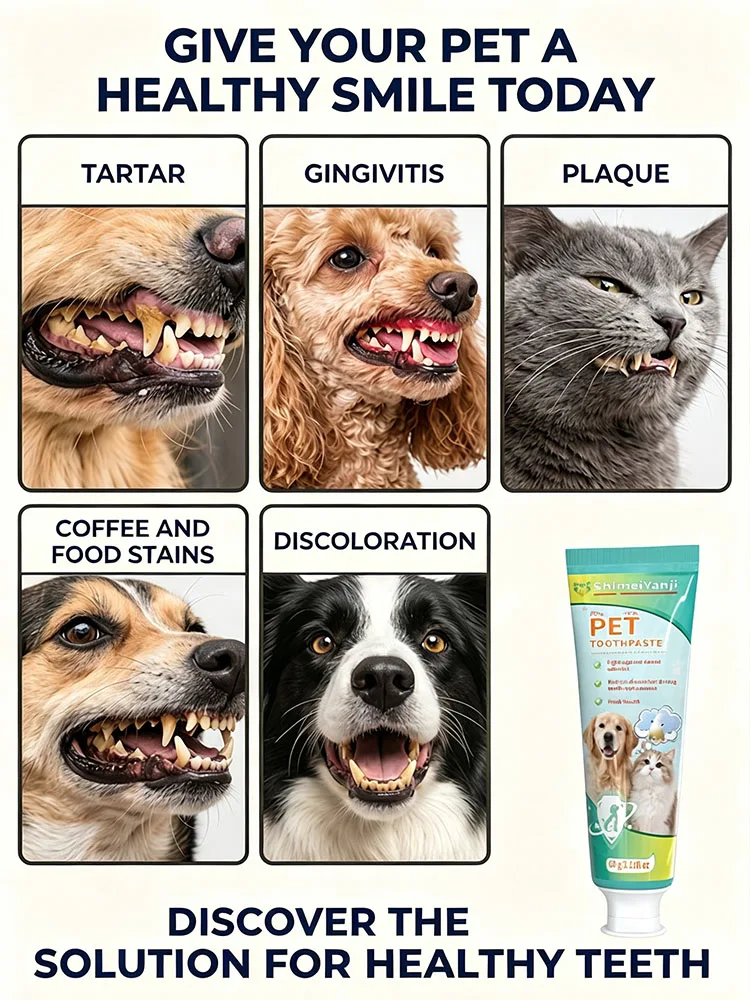 POZOAMIS Cat And Dog Dental Cleaning Toothpaste Gently Freshens Breath Removes Plaque And Is Suitable For Small Medium And Large Dogs And Cats It Prevents Cavities And Protects Your Pets Dental Health A Pet Oral Care Product