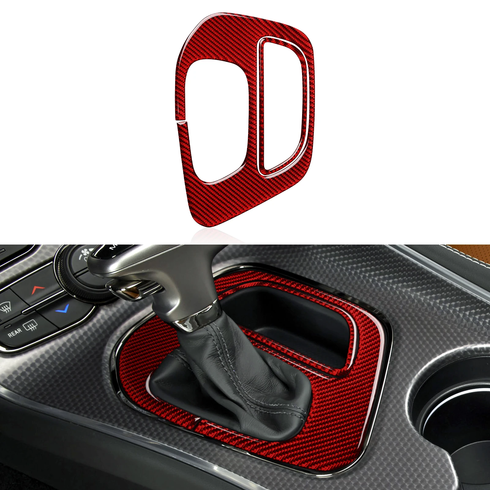 

For Dodge Challenger 2021-2015 Accessories Car Gear Shift Panel Cover Decals Carbon Fiber Stickers