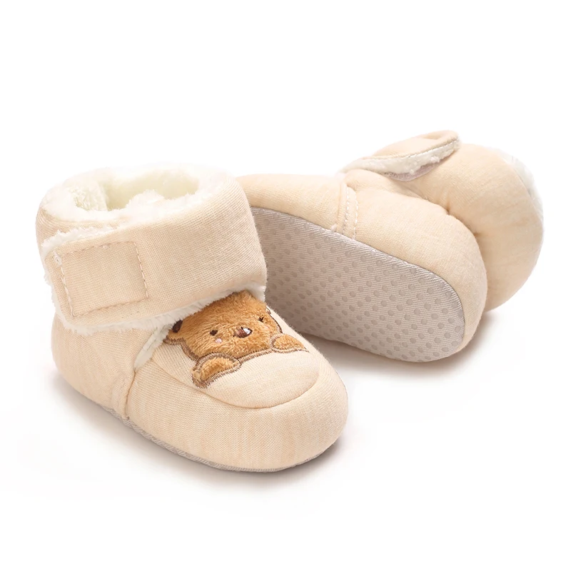 Baby Shoes Winter Thick Warm Cotton Shoes Men's and Women's Baby Walking Shoes 0-1 Year Old Cartoon Teddy Bear Cotton Shoes