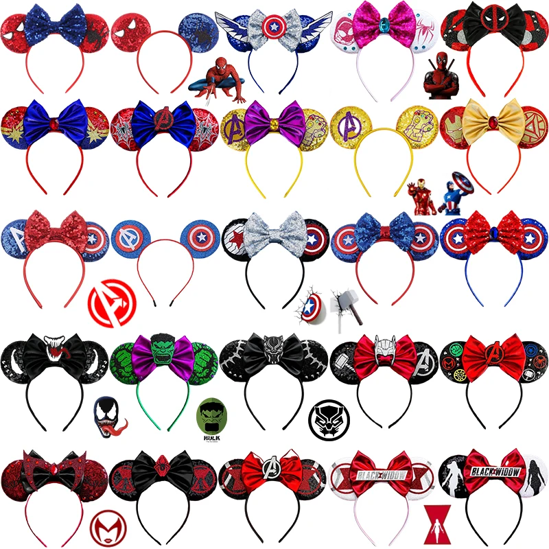 

Marvel Superhero Spider-Man Headbands Kids Avengers Ears Hair Accessories Women Iron Man Captain America's Shield Head Band Girl