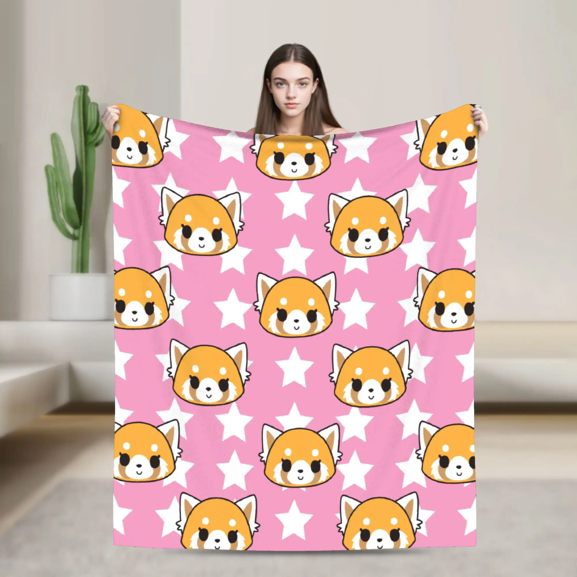 Cute Aggretsuko Blanket Anime Star Wool Throw Blanket Summer Air Conditioning Printed Soft Warm Bedspreads