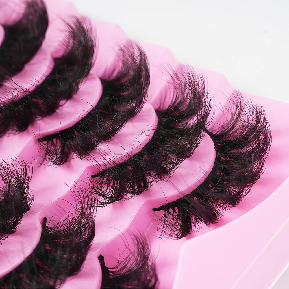 7 pares de pestañas postizas 5D exageradas europeas y americanas extendidas de 25 cm de grosor, desordenadas, rizadas y esponjosas