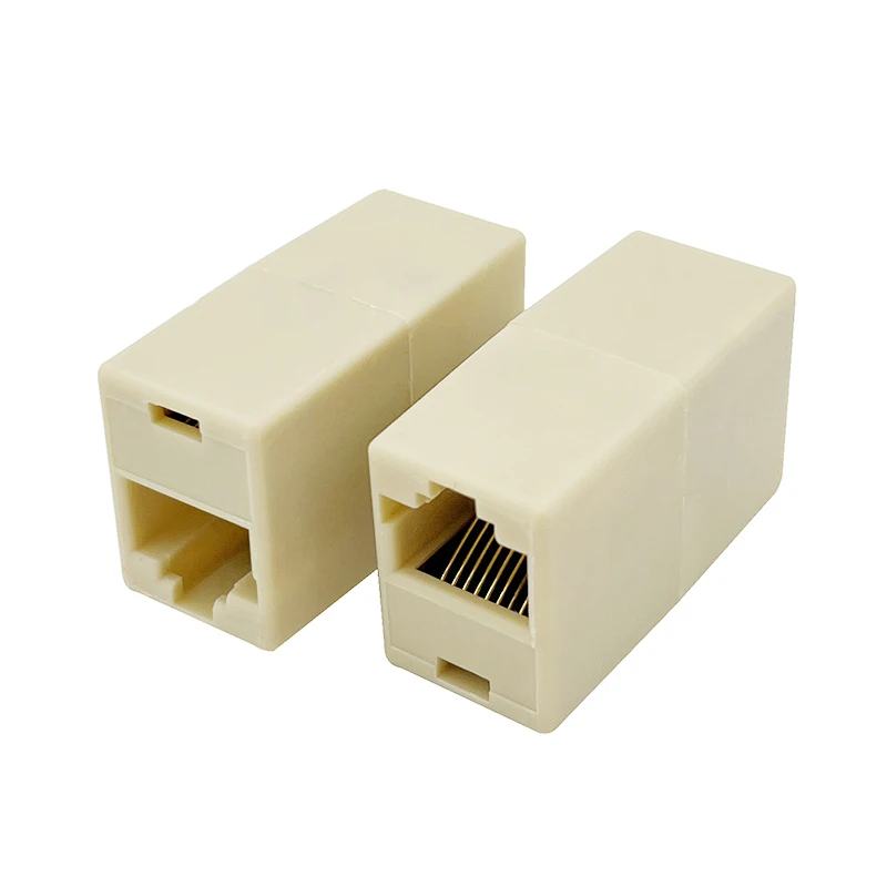 

10PCS RJ45 beige straight-through head 8P8C network connector crystal head pair joint eight-core wire extender pair interface