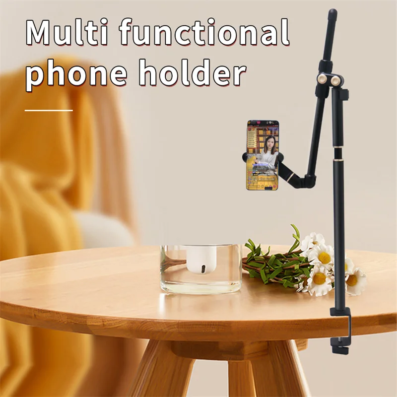 Overhead Video Mount Articulating Arm Cell Phone Holder Stand Lazy Desk Arm Side Clamp Desktop Suspension Phone Accessory