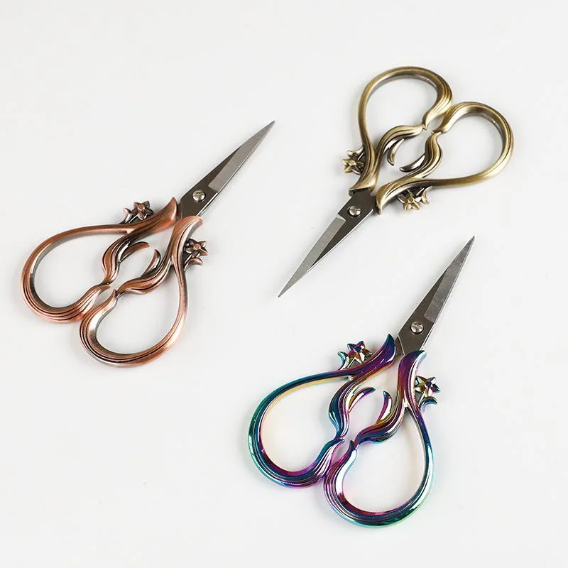 Household Stainless Steel Cross Stitch Embroidery Thread Head Scissors Embroidery Paper-cut Small Antique Hand Sewing Scissors