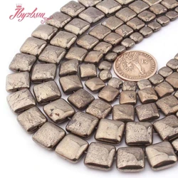 Natural Pyrite Loose Beads Square Stone Bead For DIY Necklace Bracelet Jewelry Making Strand 15 Inch 8/10/12/14mm Free shipping