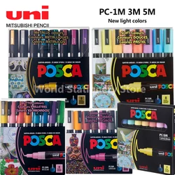 Uni Posca Paint Marker Doodle PC-1M 3M 5M Art Supplies for Rocks Mug Ceramics Glass Wood Fabric Metal Painting Quick Dry