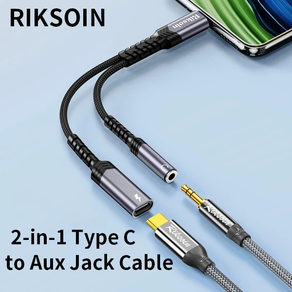 USB c to 3.5mm Headphone and Charger Adapter,2 in-1 USB C PD 3.0 Charging Port to Aux Audio Cable for iPhone 17,16,15,Galaxy