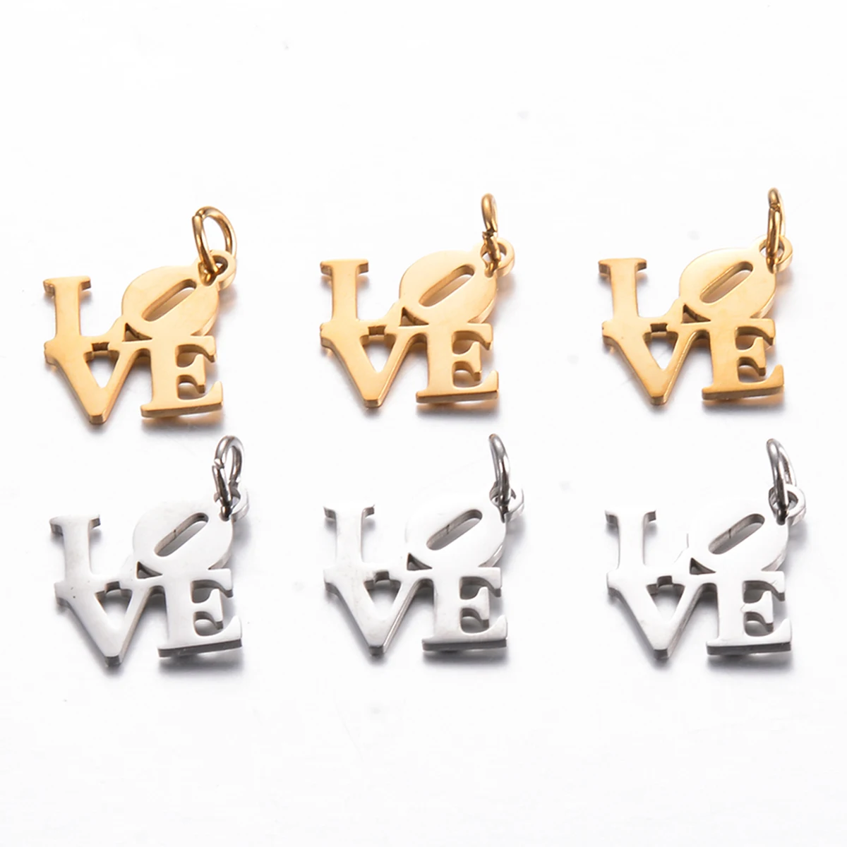 

10Pcs Stainless Steel Love Charms Gold Color Necklace Pendant Bracelet Making for DIY Jewelry Findings Handmade Supplies