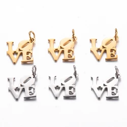 10Pcs Stainless Steel Love Charms Gold Color Necklace Pendant Bracelet Making for DIY Jewelry Findings Handmade Supplies