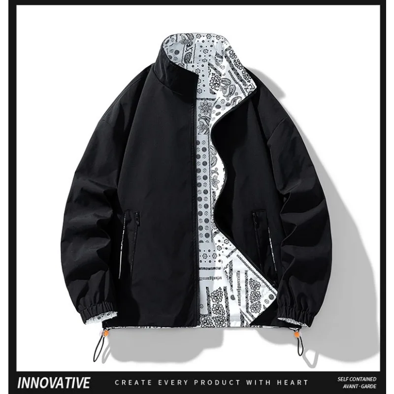 Gorasion New Double Sided Jackets Spring Autumn Men's Fashion Plaid Casual Large Size Jacket Stand Collar Top Men Clothing