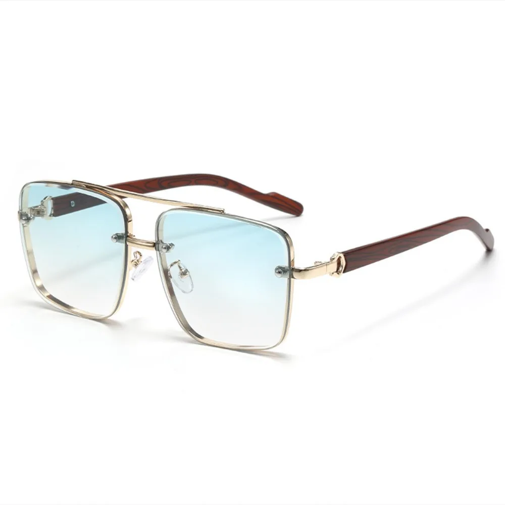 

New Lightweight Double-bar Sunnies Eyewear Alloy Unisex Polarized Sunglasses Decorative Waterproof Anti-UV Plain Glasses Summer