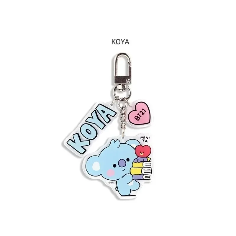 Kawaii BT21 المفاتيح الكرتون أنيمي لطيف RJ كويا كوكي الاكريليك على ظهره مفتاح سلسلة المحيطة هدية #6