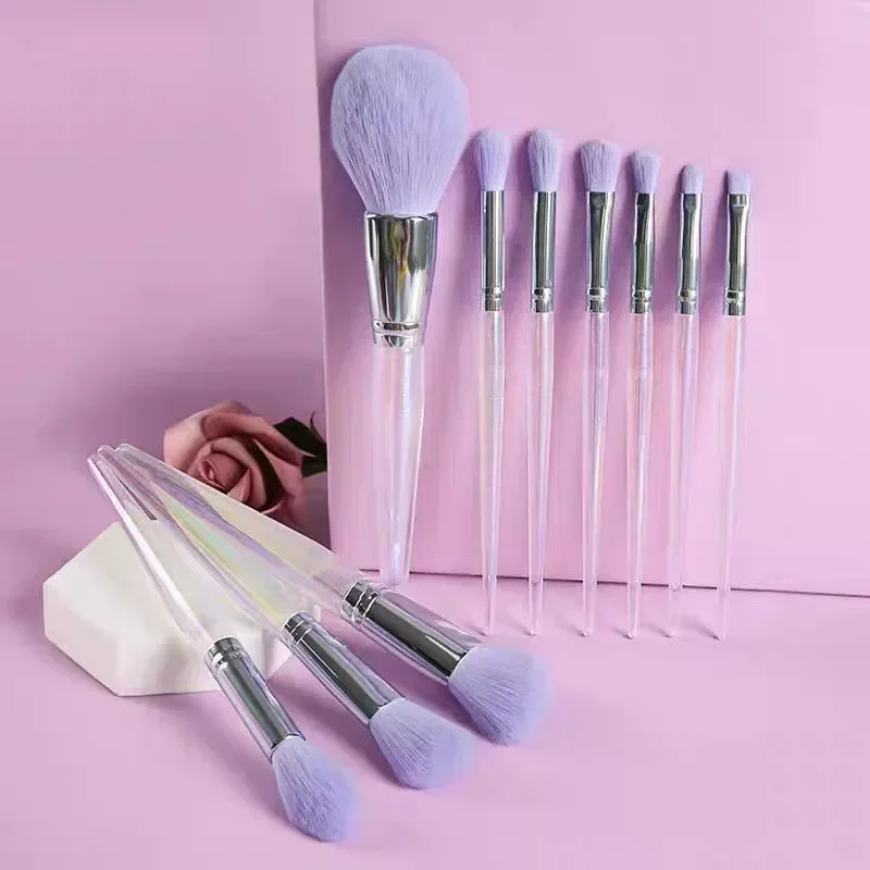 10 pçs pincéis de maquiagem roxo profissional com saco de armazenamento sombra pó fundação blush escultura iluminador escova de sobrancelha