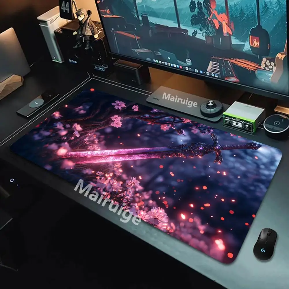 

Коврик для мыши с мифическим ножом, большие коврики для компьютерных офисных игровых настольных ковриков XXL, резиновые противоскользящие коврики для игровой клавиатуры, длинные настольные коврики