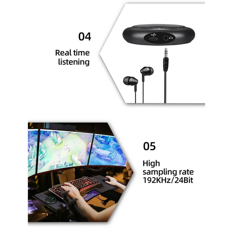 Video Conference USB Microphone,Omnidirectional Condenser Mic For PC Laptop Online Meeting Skype Recording,Chating,Zoom