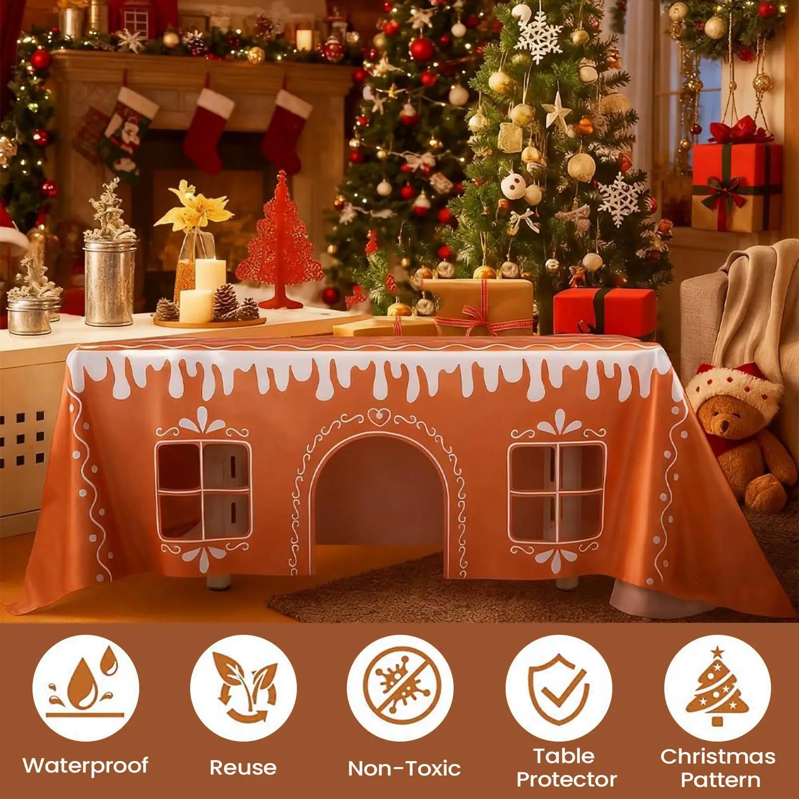 Frohe Weihnachten Dekorationen Navidad Tischdecken Weihnachtsdekoration Tischdecke Urlaub Tischdecke Haus Wiederverwendbare Neujahr Pad