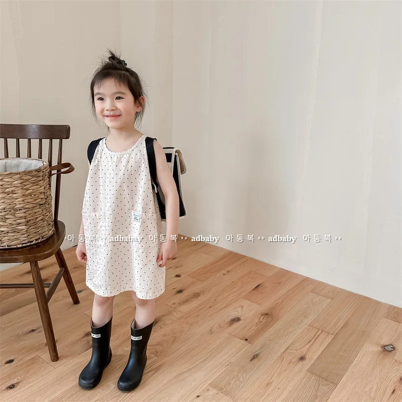 

Girls Skirts 2024 Summer New Childrens Clothes Korean Style Summer Dress Polka Dot Dress Princess Skirt Casual Simple Match