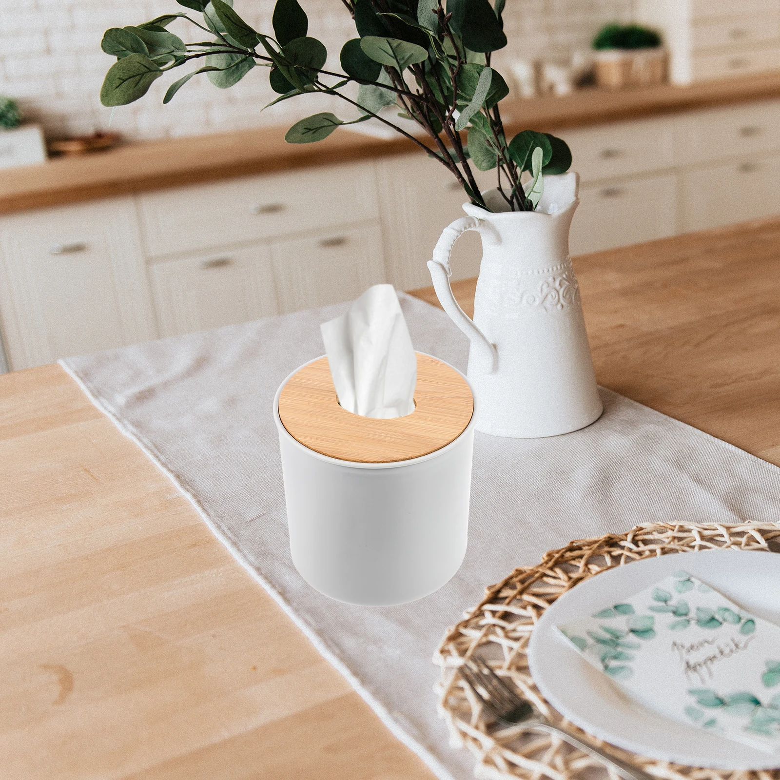 

Wooden Tissue Box Cover PP Material Heavyweight Bathroom Home Office Decorative Paper Holder Storage Solution