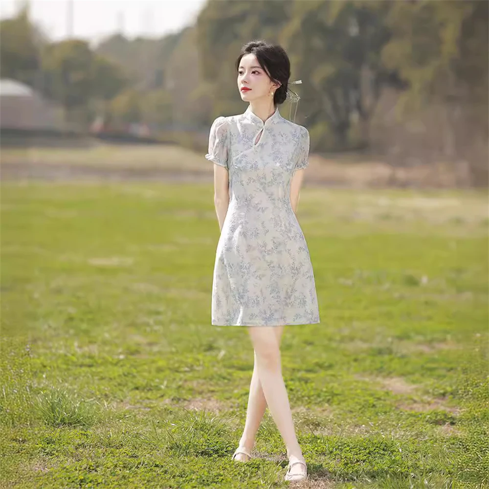 Robe Cheongsam Jacquard traditionnelle chinoise améliorée pour femmes, robe qipao, robe courte, tempérament haut de gamme, nouvelle jeune fille, été