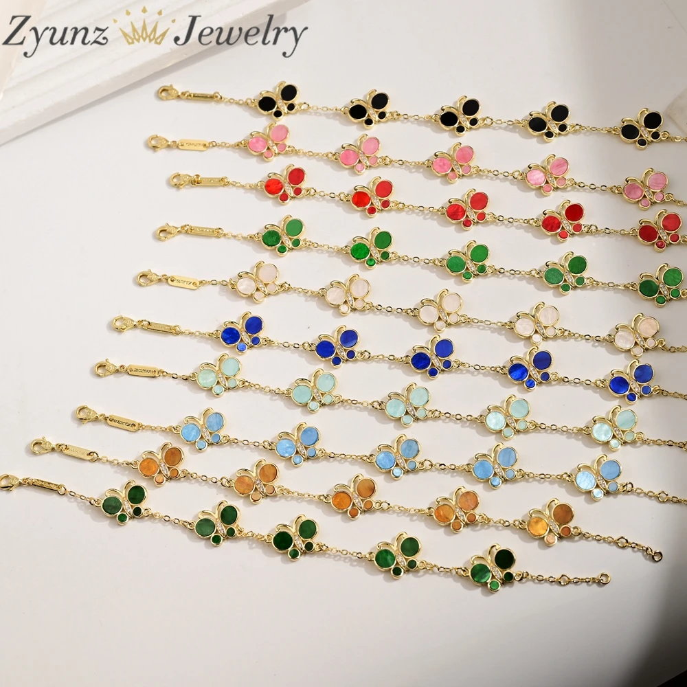 

5 шт., очаровательные разноцветные браслеты с подвесками в виде бабочек из циркона, модные украшения для женщин