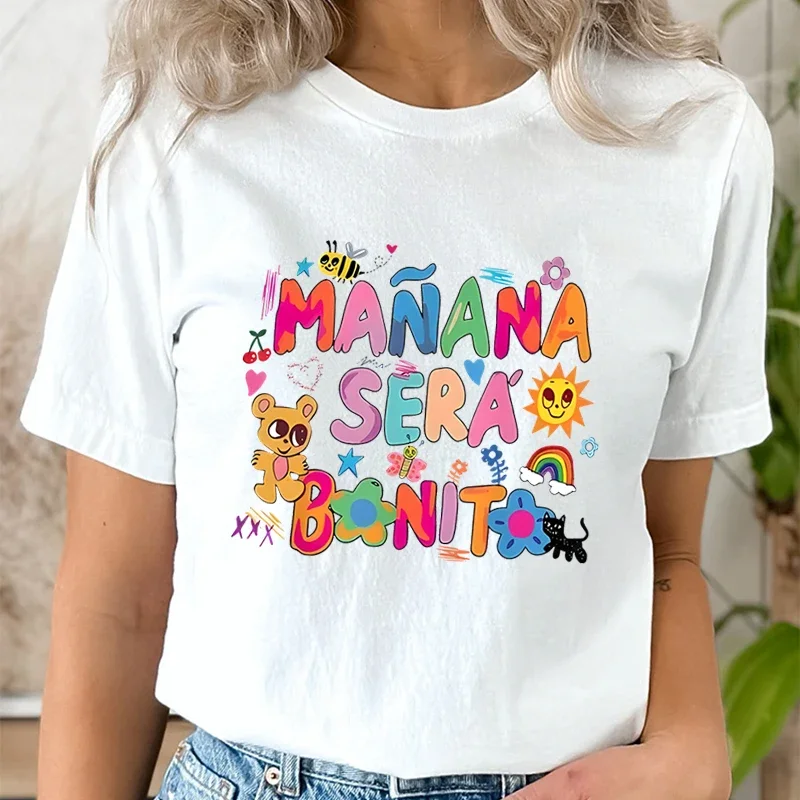 Women Sweatshirts T-shirts Manana Sera Bonito Funny Graphic Shirts Karolg  Short Sleeves Women Shirt Harajuku Fashion Tees