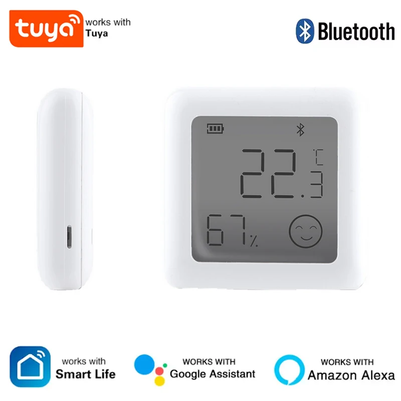 MOES Tuya Bluetooth Smart Temperature Humidity Sensor LCD Indoor Hygrometer Thermomter Voice Control Via Alexa Google Home