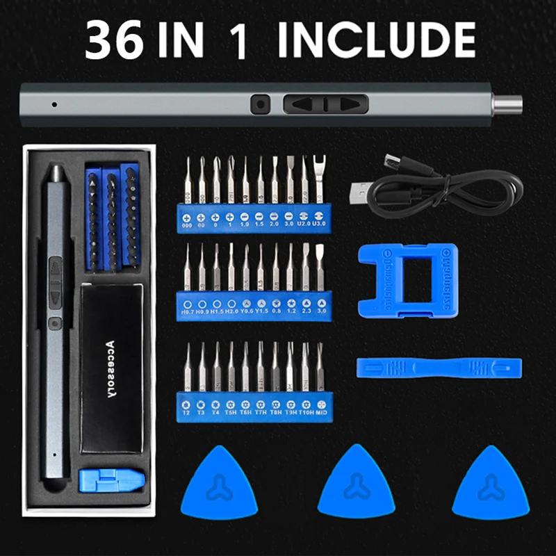 Imagem -02 - Conjunto de Chave de Fenda Elétrica Magnética Torx Hex Parafuso Driver Bits Kit Usb Recarregável Telefone Ferramentas de Reparo do Agregado Familiar 36 51 em