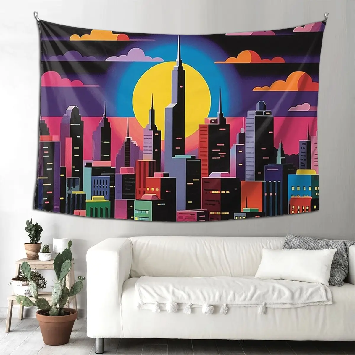 

City At Night By Hiroshi Nagai Sunset Tapestry Funny Wall Hanging Aesthetic Home Decor Tapestries for Living Room Bedroom Dorm