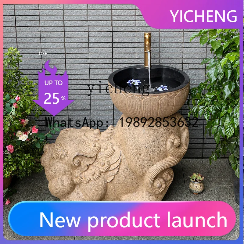 H3-31  courtyard outdoor wash basin balcony terrace creative column type hand wash basin
