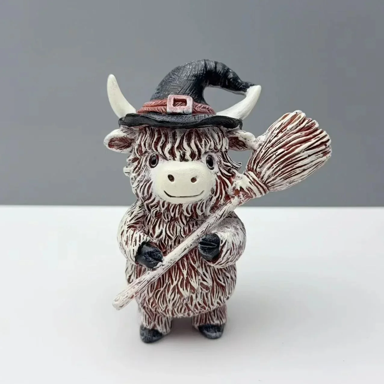 Halloween Highland Cow Resin Statue Farmhouse Style Home Garden Tabletop Ornament Festive Decoration Gift For Living Room