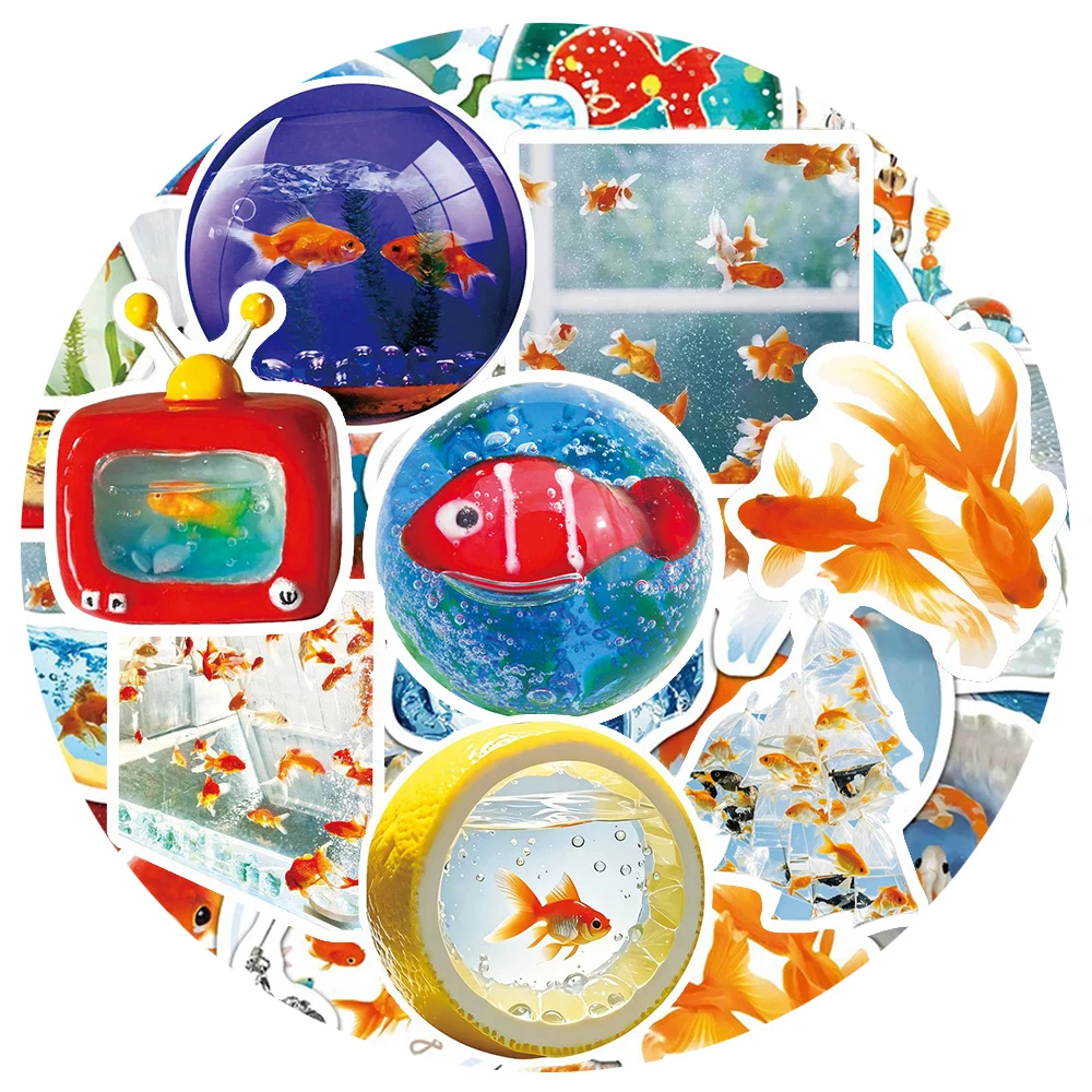 10/30/50pcs Kawaii Goldfish Cartoon Adesivi INS Stile Creativo Graffiti Decalcomanie Decorazione Valigia Telefono Notebook Confezione di adesivi