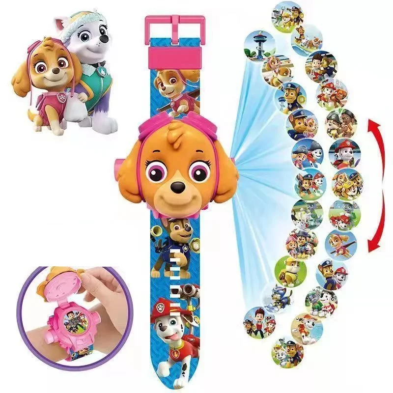 Paw Patrol Projection Wristwatch Chase Skye Children's Toys Anime Cartoon Character Derivative Peripherals Luminescent Kids Gift