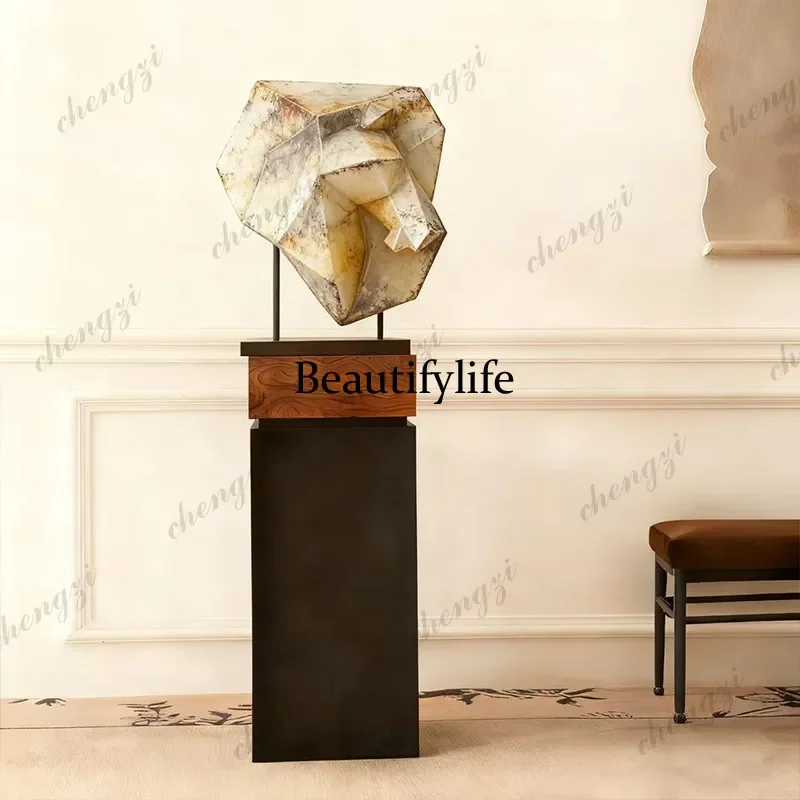 A4567 Minimalist modern wooden pier base medieval style display stand stump tree tumor bark flower stand entrance display stand