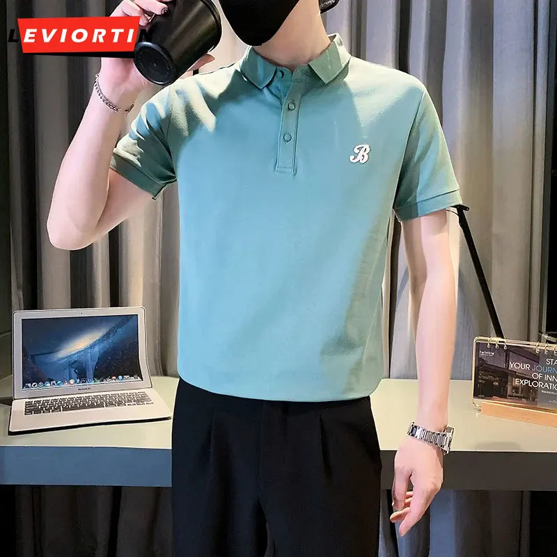 

2024 Summer New Men's High end Embroidered POLO Shirt Short Sleeve Slim Fit T-shirt Fashion Casual Business Polo Top M-4XL