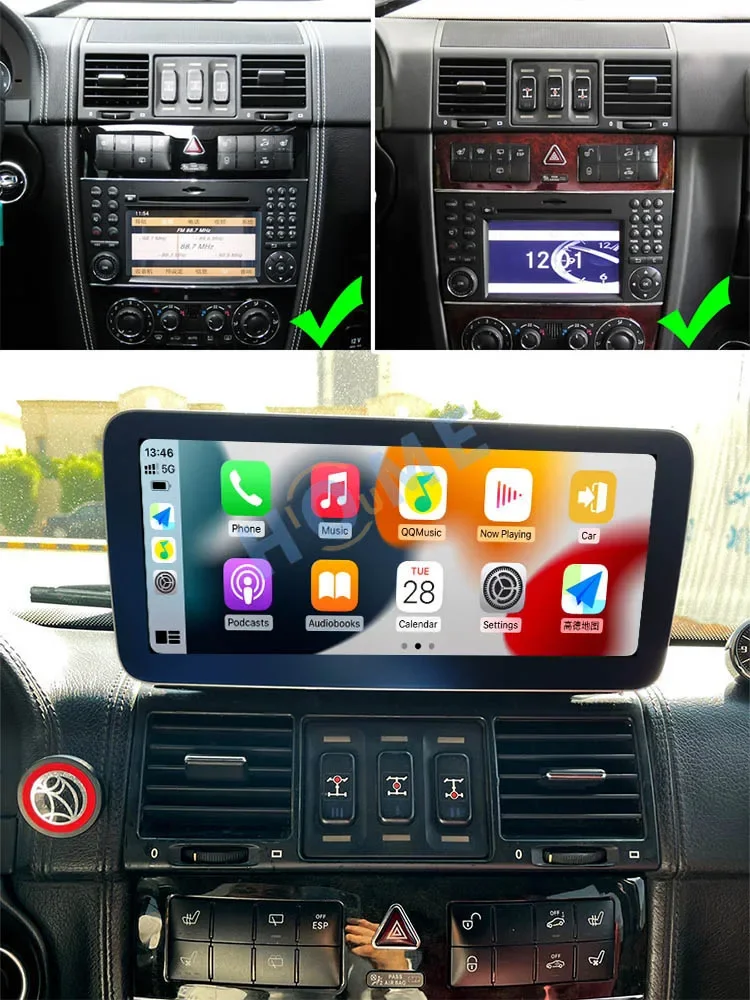 Android 13 12.5 "pemutar Multimedia mobil, pemutar Multimedia mobil navigasi GPS Radio mobil layar sentuh HD untuk Mercedes Benz G Class W461 W463