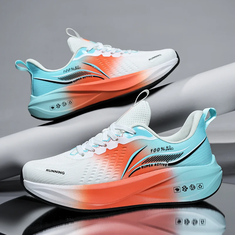 Unisex Casual Running Shoes, Breathable Carbon Plate Sports Sneakers, Boost Speed & Stability, Soft Sole Training Racing Shoes